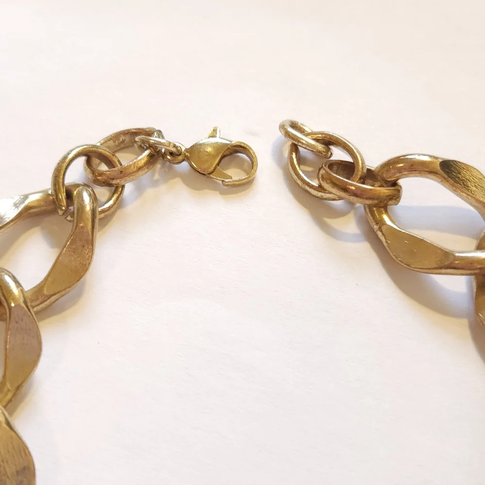Vintage Gold Tone Chunky Curb Chain Link Bracelet Unisex Bracelet 9